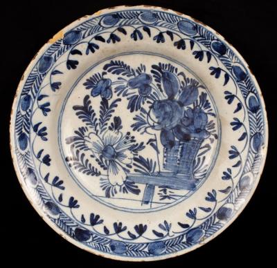 A blue and white Delft plate,