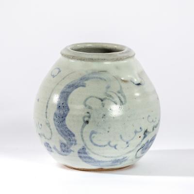 A blue and white globular studio