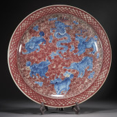 A BLUE AND WHITE IRON RED GLAZ