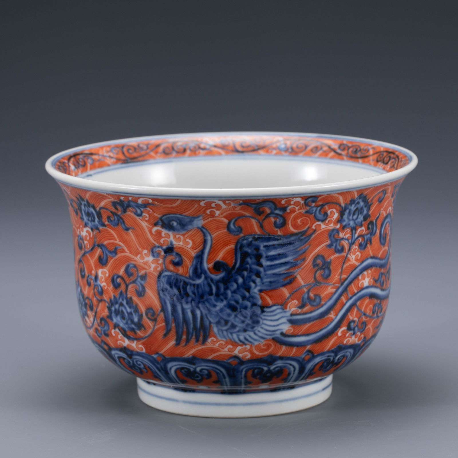 A BLUE AND WHITE IRON RED GLAZE