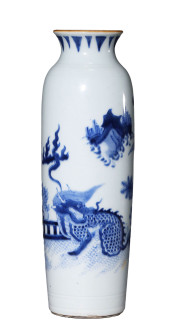 A BLUE AND WHITE 'KIRIN' VASE<