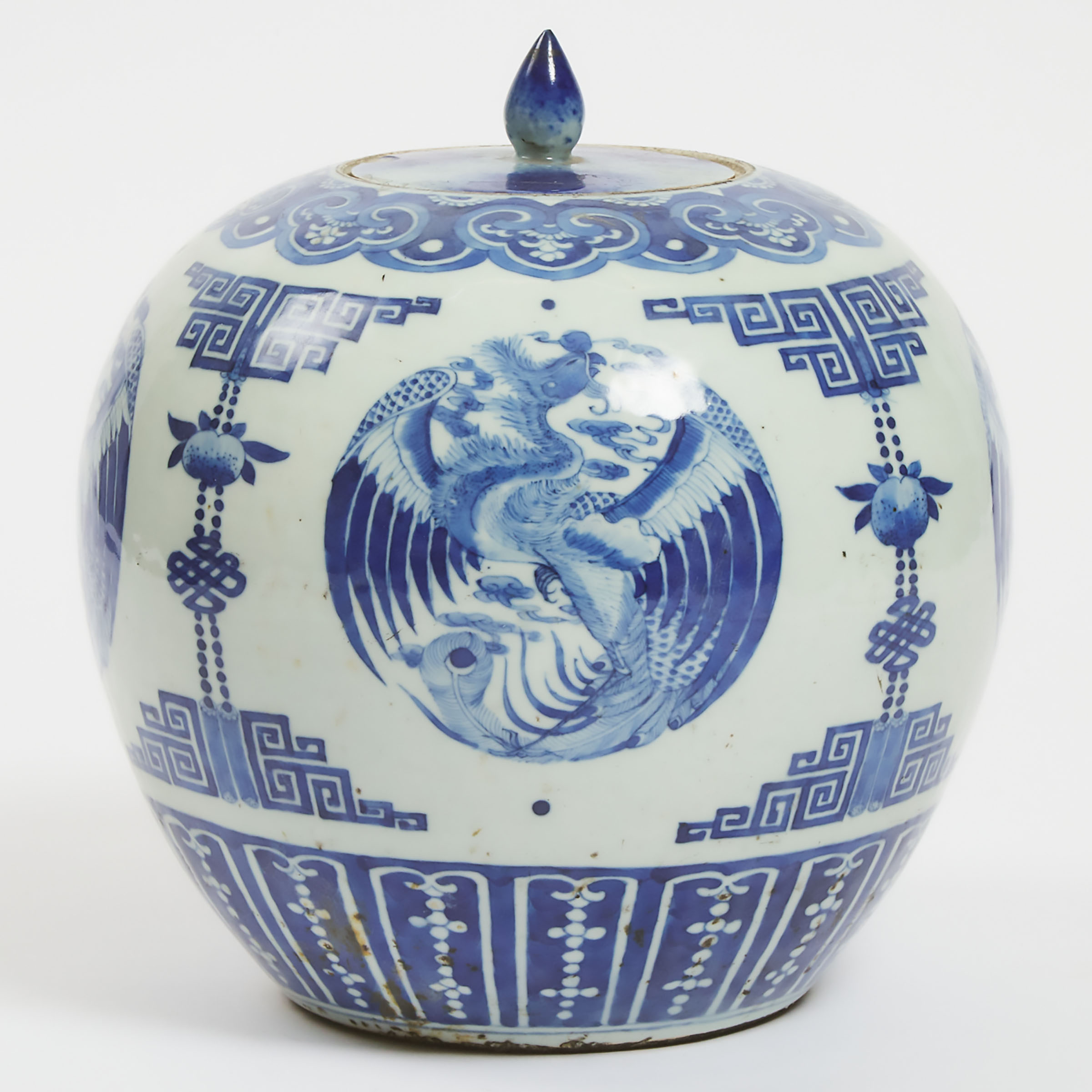 A Blue and White 'Phoenix' Ginger