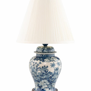 A Blue and White Porcelain Lamp