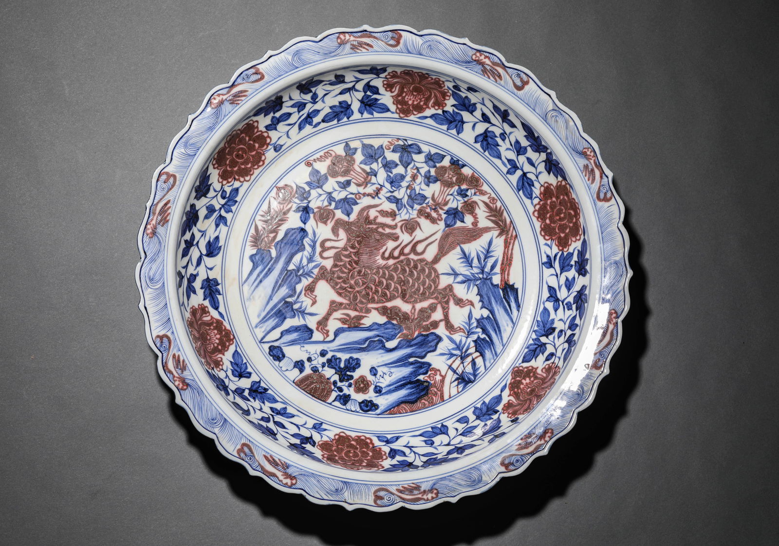A BLUE AND WHITE WITH UNDERGLAZED