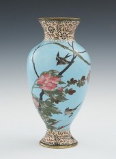 A Blue Cloisonne Bottle Vase w