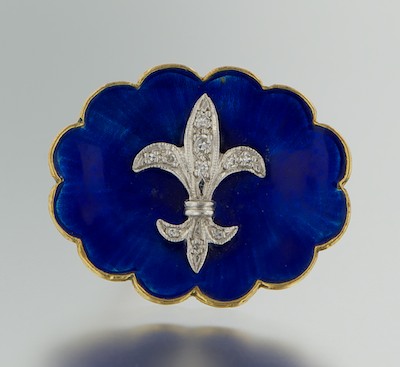 A Blue Enamel and Diamond Fleur