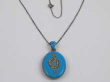 A blue enamel on white metal (tests