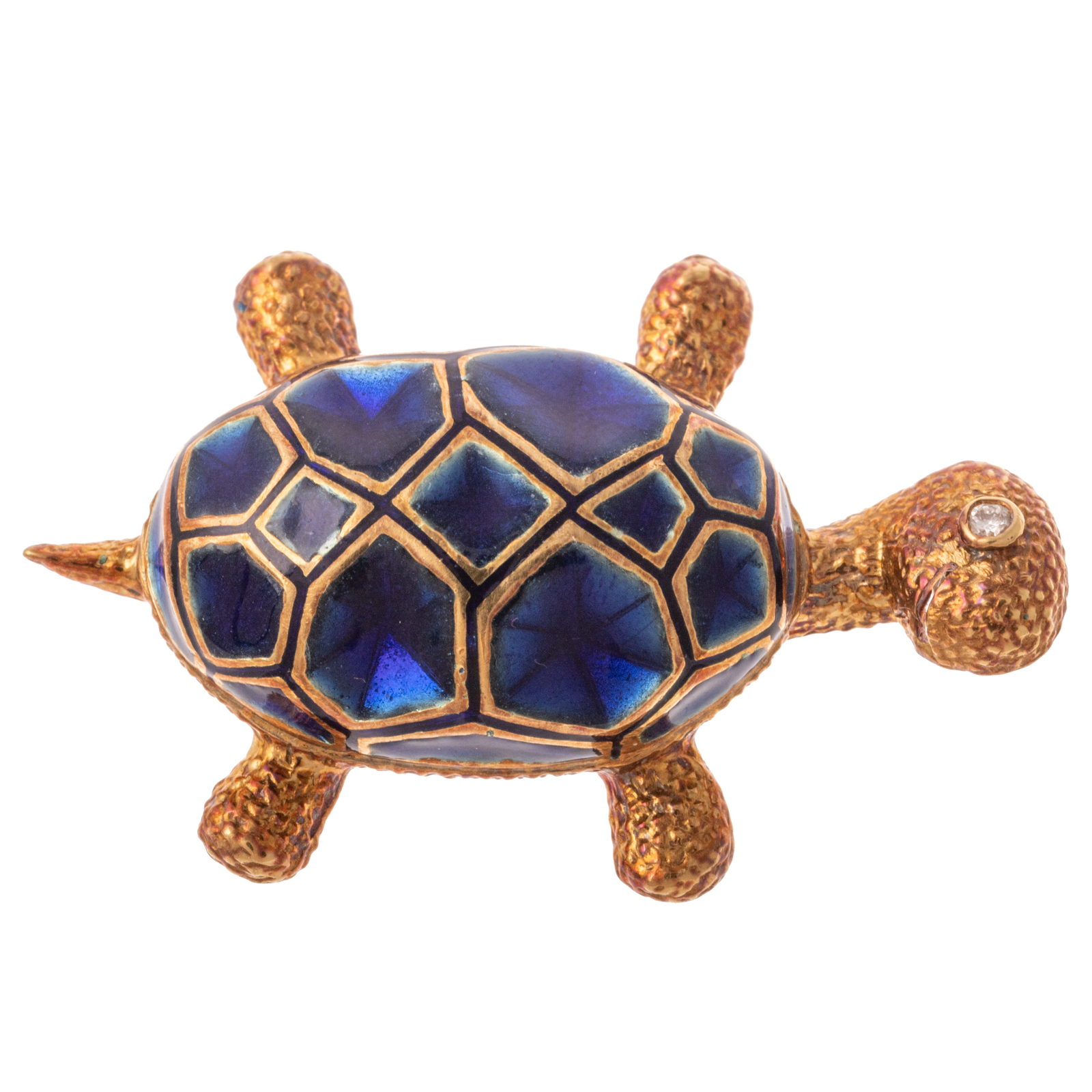 A BLUE ENAMEL PETER LINDEMAN TURTLE