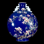 A BLUE-GLAZED FAMILLE ROSE 'MA
