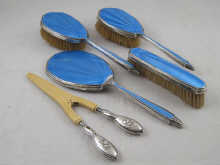 A blue guilloche enamelled silver