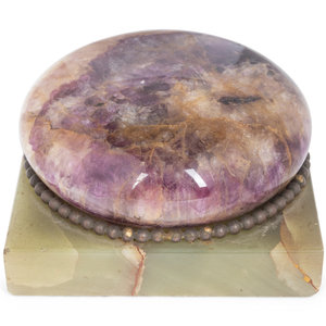 A Blue John and Onyx Paperweight