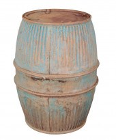 A BLUE-PAINTED GALVANISED META