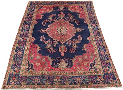 A Blue Tabriz Persian Carpet Apprx.