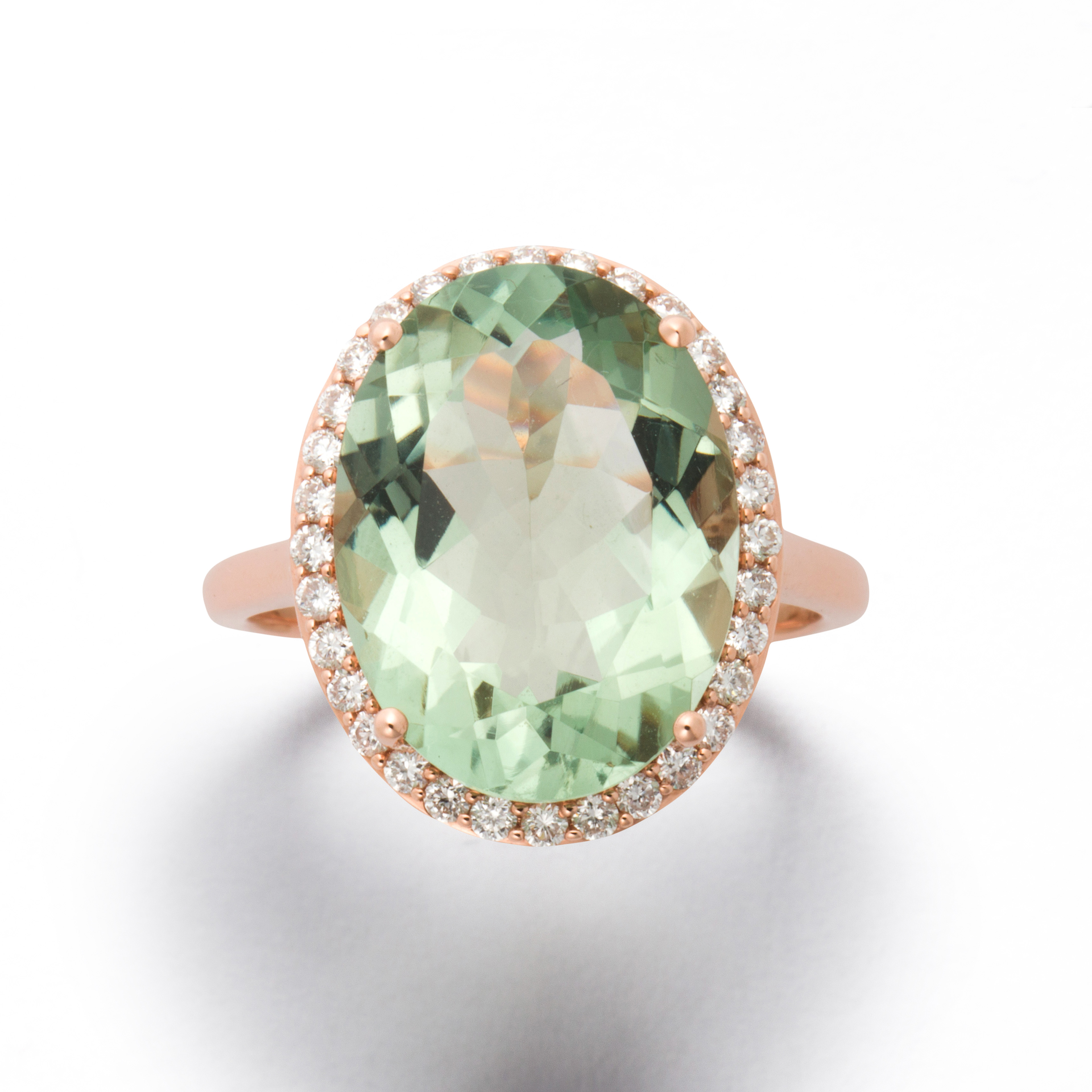 A BLUISH GREEN QUARTZ, DIAMOND