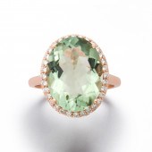 A BLUISH GREEN QUARTZ, DIAMOND