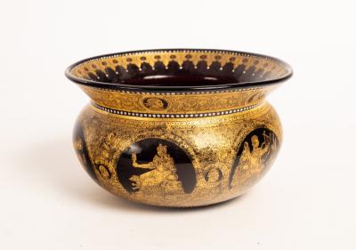 A Bohemian amethyst glass bowl with