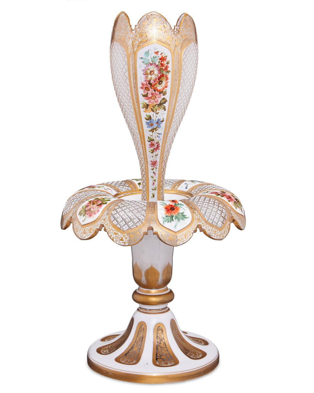 A BOHEMIAN ART GLASS EPERGNE