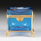 A BOHEMIAN BLUE GLASS GILT MET