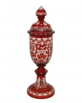 A BOHEMIAN CUT-GLASS LIDDED VA