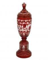 A BOHEMIAN CUT-GLASS LIDDED VA
