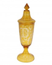 A BOHEMIAN CUT-GLASS LIDDED VA