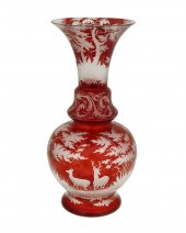 A BOHEMIAN CUT-GLASS VASEA Boh