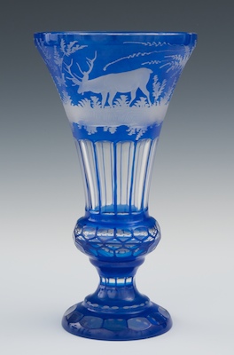 A Bohemian Cut-to-Clear Cobalt Vase