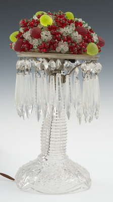 A Bohemian Glass Fruit Boudoir Lamp
