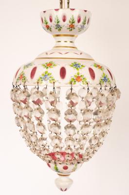 A Bohemian glass pendant light of