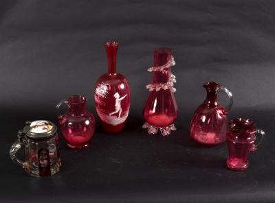 A Bohemian glass tankard, the