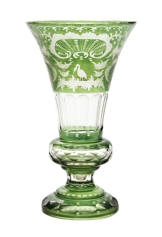A Bohemian Green Cut to Clear Glass