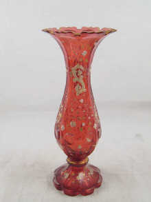 A Bohemian ruby glass vase