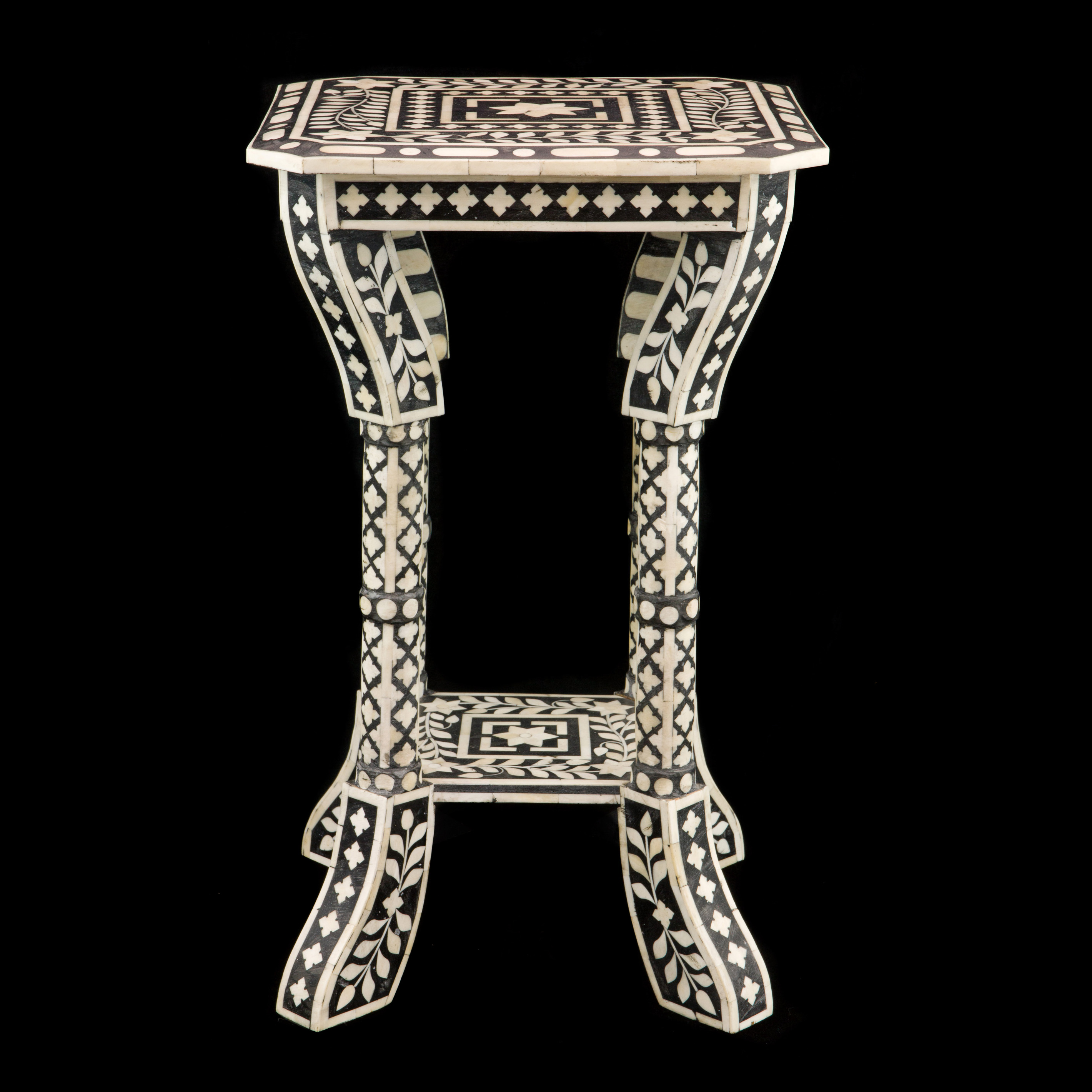 A BONE INLAID MAHOGANY TABOURET