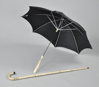 A Bone Walking Cane and Umbrella