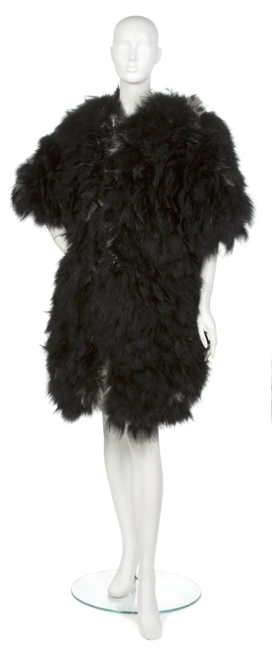 A Bottega Veneta Black Feather Coat