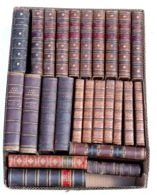 A box of 25 leather bound books