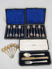 A boxed silver Art Deco christening