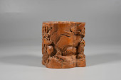 A BOXWOOD 'LANDSCAPE AND FIGUR