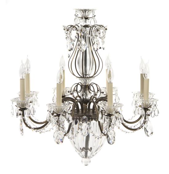 A Brass and Cut Glass Eight-Light
