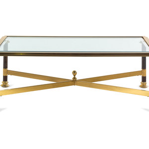 A Brass and Glass Low Table  Height