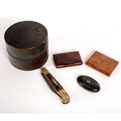 A brass and horn folding knife,