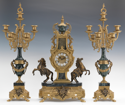 A Brass and Marble Clock and