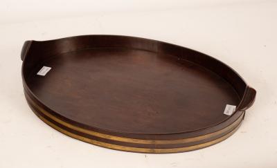 A brass bound mahogany tray, 50cm