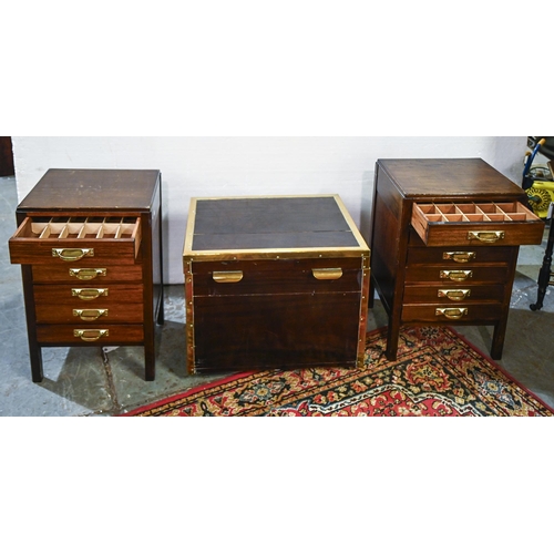 A brass bound mahogany trunk,