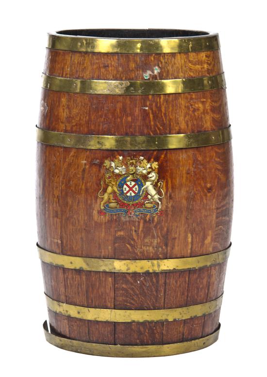A Brass Bound Oak Barrel of