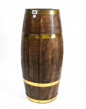 A BRASS BOUND OAK BARREL STICK