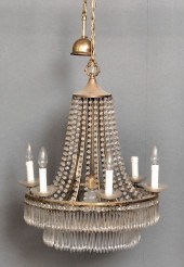 A brass framed six light chand