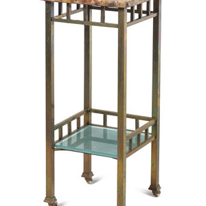 A Brass Marble-Top Pedestal 20th