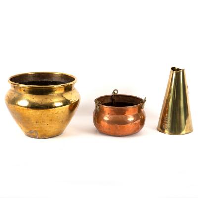 A brass megaphone, 31cm high, a