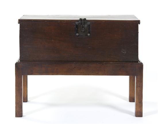 A Brass Mounted Casket on Stand